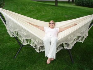 Vivere Brazilian Style Hammock - Double Deluxe in Natural Fabric