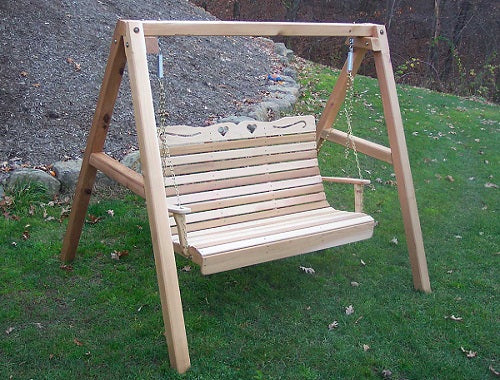 Creekvine Designs Cedar Royal Country Hearts Porch Swing with Stand