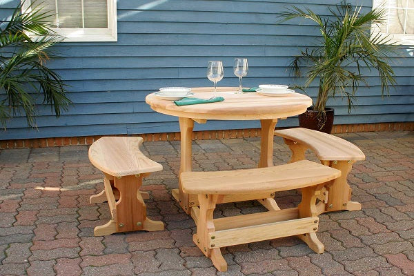 Creekvine Designs 35-Inch Cedar Round Trestle Dining Set