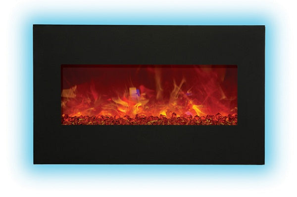 Amantii Top Heat 28" Electric Fireplace-34" x 21" Black Glass Surround