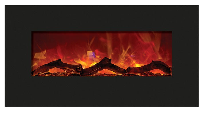 Amantii Enhanced 34" Electric Fireplace-44" x 23" Black Glass Surround