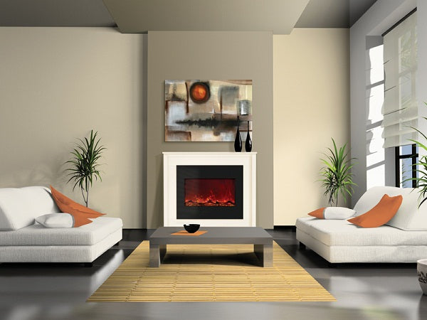 Amantii Zero Clearance 30" Electric Fireplace-32" x 26" Black Glass Surround