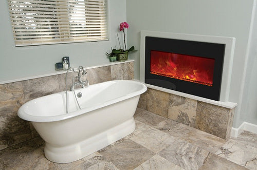 Amantii Electric Fireplace 33" Zero Clearance 36" x 24" Black Glass Surround