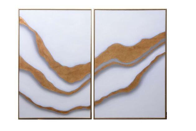 Sunpan Gold Abyss (set of 2) - 40" x 60" - Gold Floater Frame