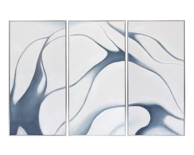 Sunpan Meditation (set of 3) - 30" x 60" - Silver Floater Frame