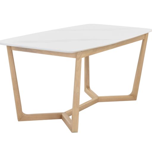 Sunpan Kali Dining Table 70.5" in Black - Grey Marble / Pale Honey - White Marble