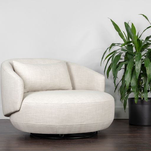 Sunpan Walsh Swivel Lounge Chair in Effie Linen