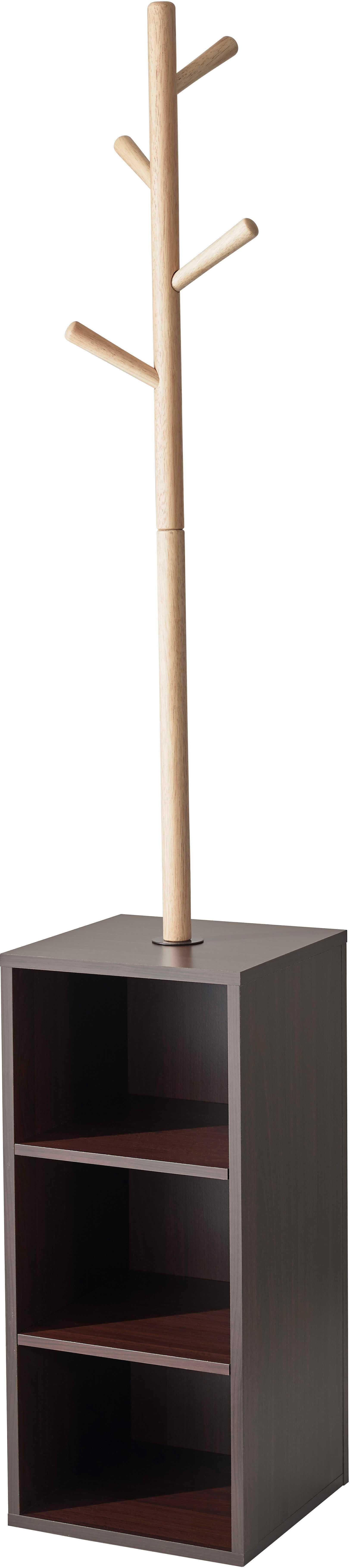Adesso Hutch Storage Coat Rack - Walnut/Natural