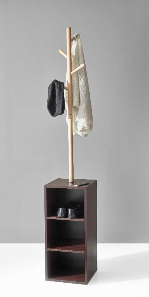 Adesso Hutch Storage Coat Rack - Walnut/Natural