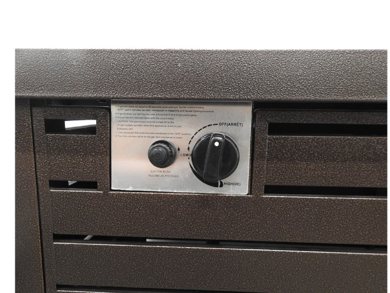 AZ Patio Heaters Outdoor Rectangle Fire Pit in Hammered Bronze / Black Mocha with Wind Screen