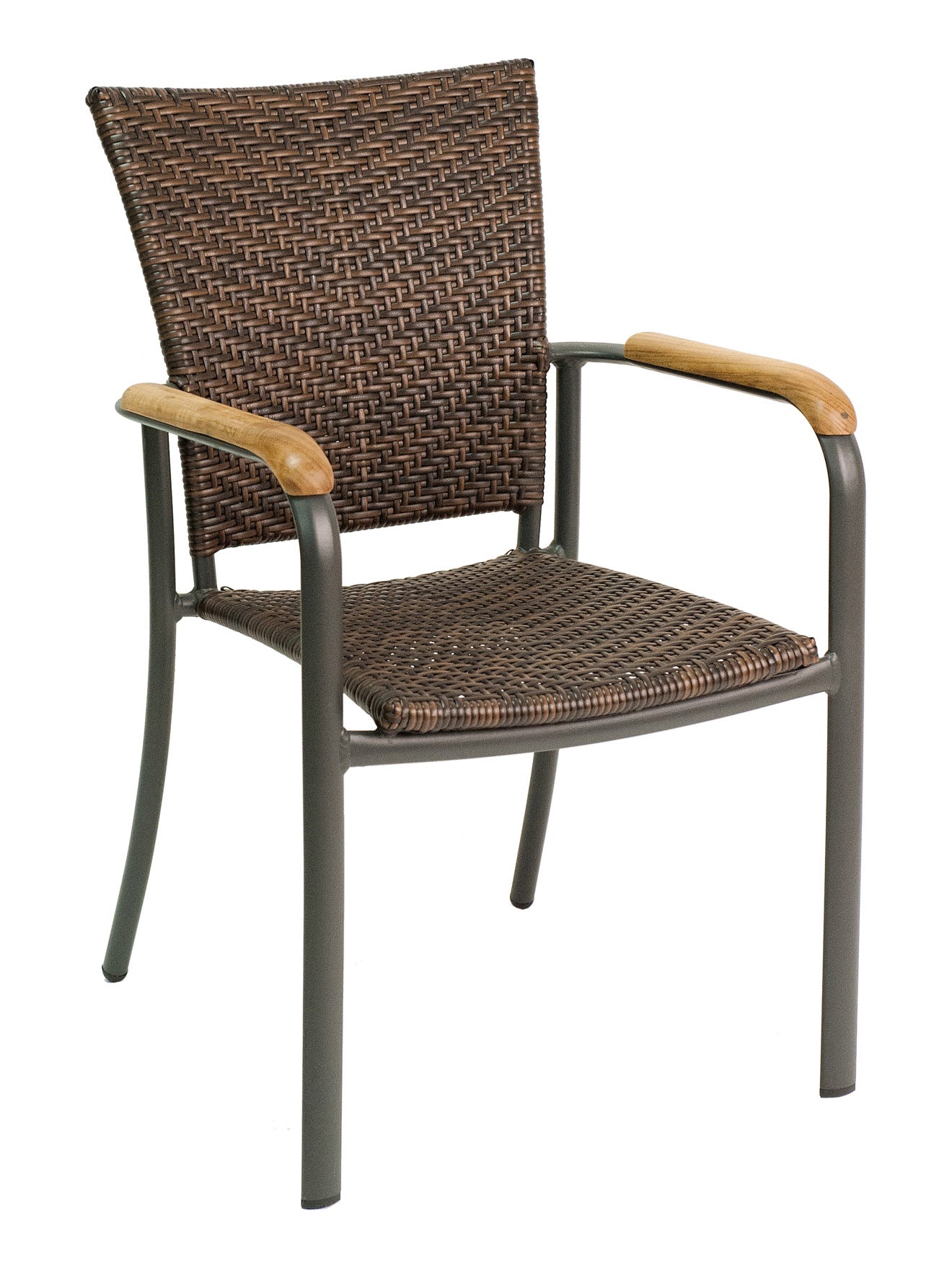 Florida Seating Aluminum Arm Chair with Real Teak Arms - AL-5605