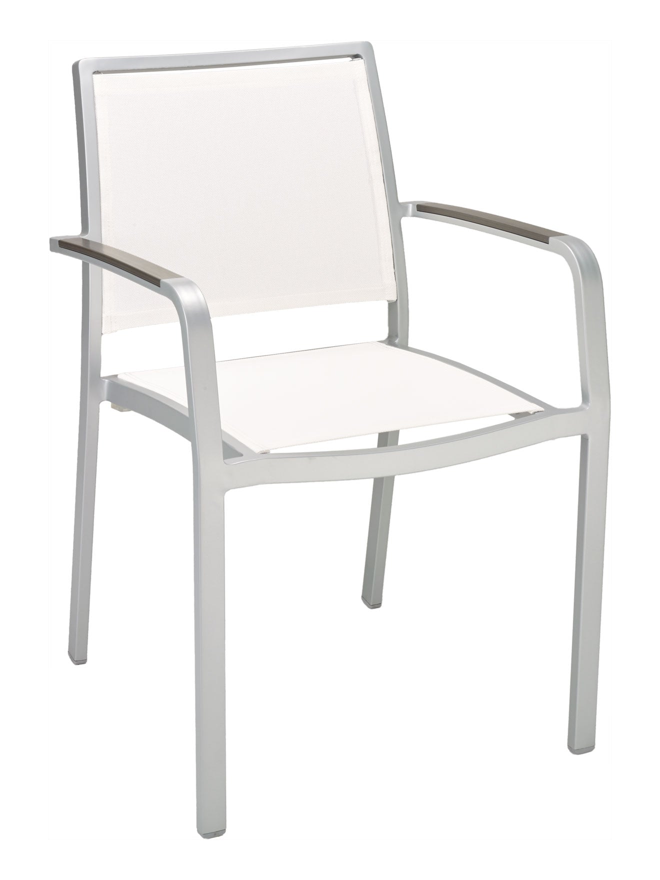 Florida Seating Aluminum Arm Chair with Textile Back and Seat and Gray Faux Teak Arms - AL-5724A