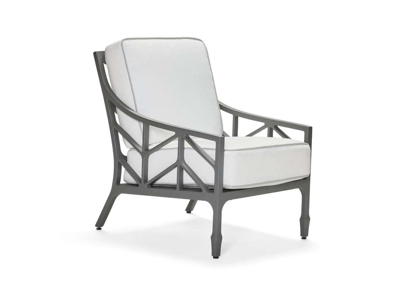 Woodard Alberti Lounge Chair, Aged Teak, With Cushion, Grade A Fabric, Chaise Lounge Furniture, Lounge Chairs, Cushion, Alberti, Aluminum, Fabric, Wood, Square, 4 Legs, Outdoor