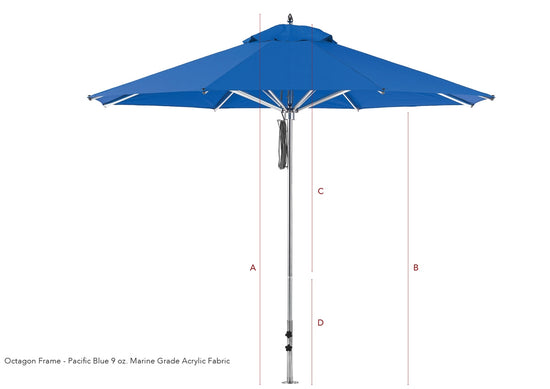 BFM Seating 6 1/2' Square Four Panel Aluminum Market Umbrella With Pulley Lift