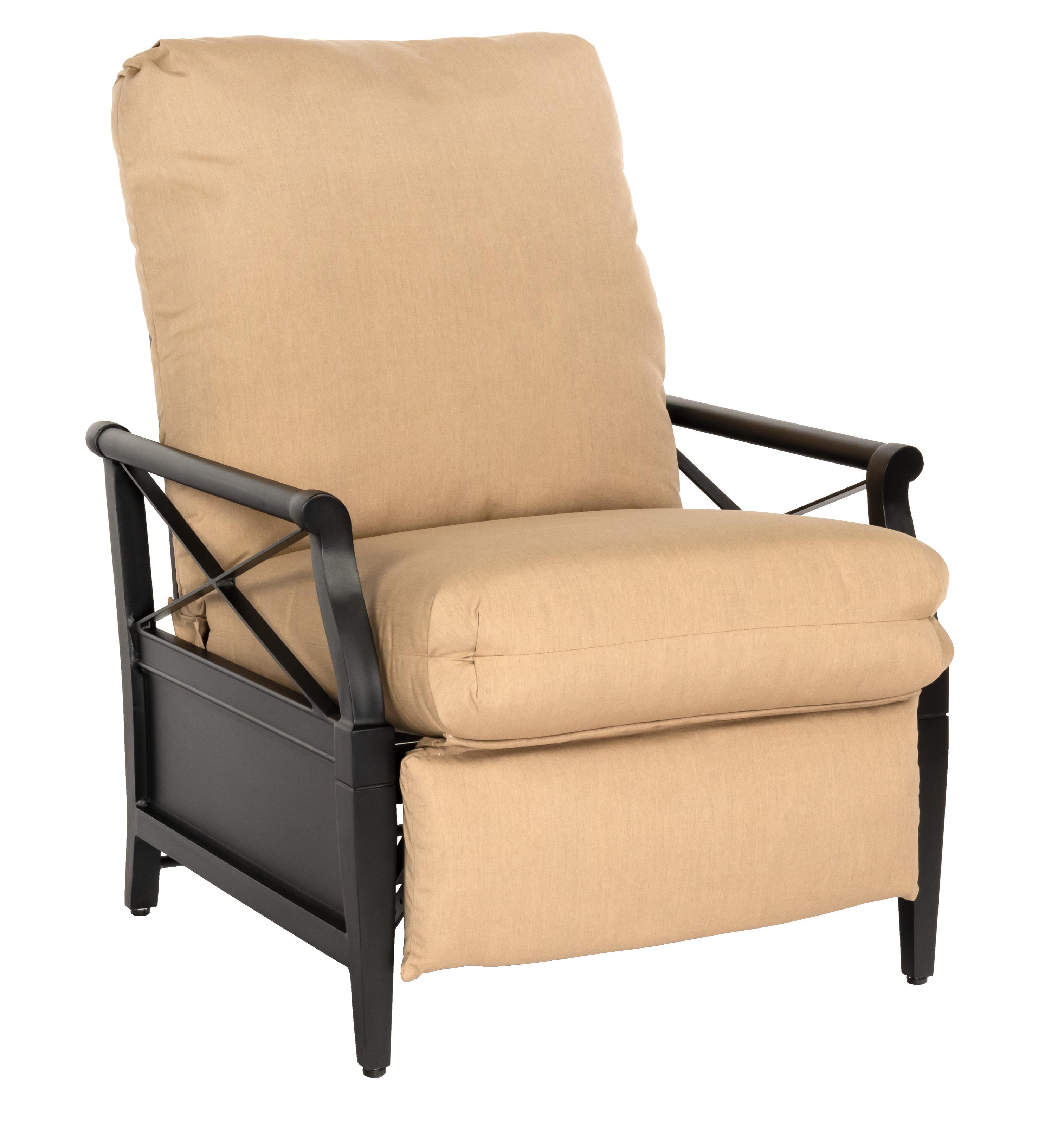 Woodard Andover Recliner, Aged Teak, With Cushion, Grade A Fabric, Garden Chairs, Recliner, Cushion, Andover, Aluminum, Fabric, Wood, Square, 4 Legs, Outdoor