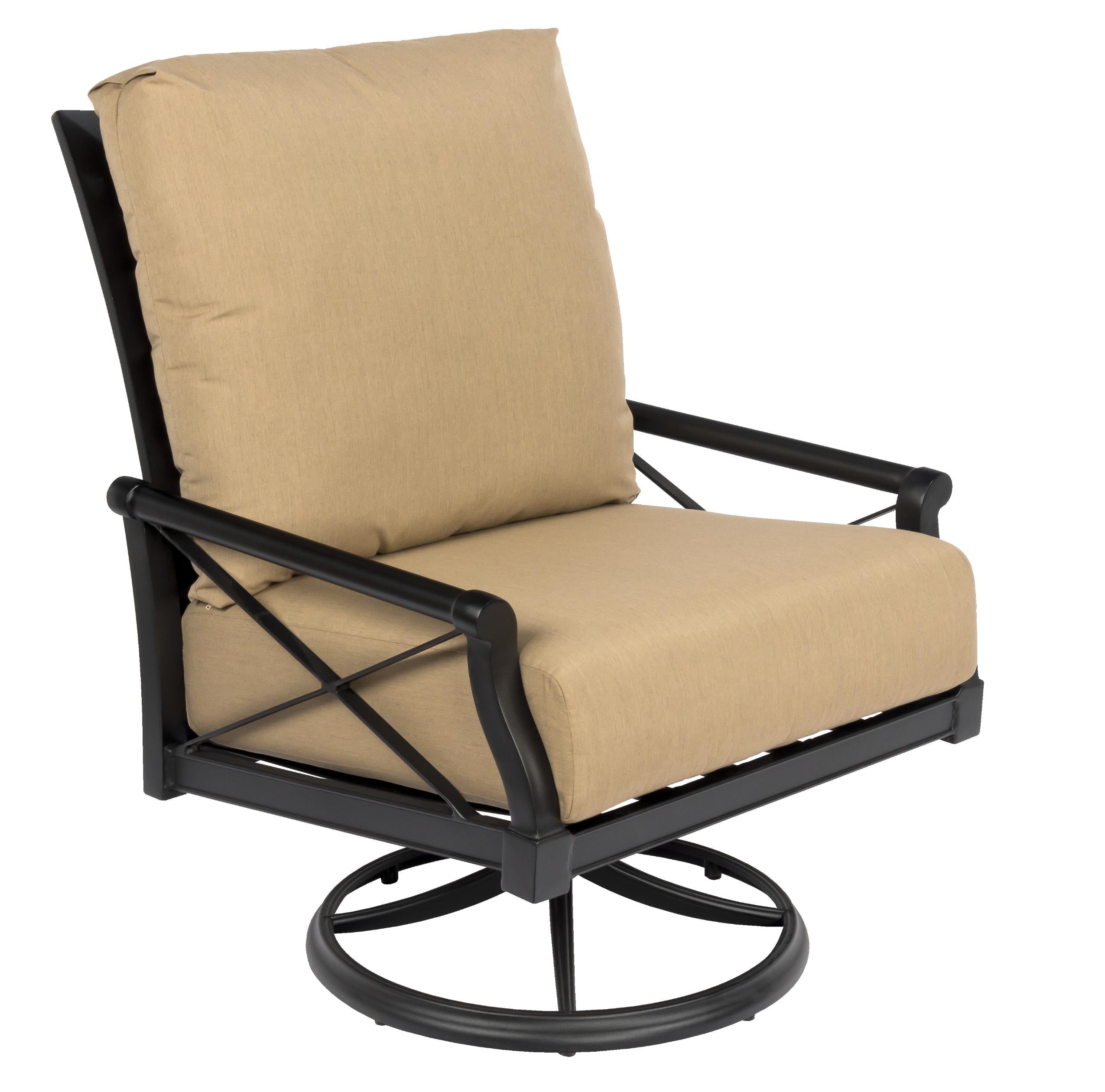 Woodard Andover Big Man's Swivel Rocking Lounge Chair, Aged Teak, With Cushion, Grade A Fabric, Garden Chairs, Lounge Chairs, Cushion, Andover, Aluminum, Fabric, Wood, Curved, Frame, Outdoor
