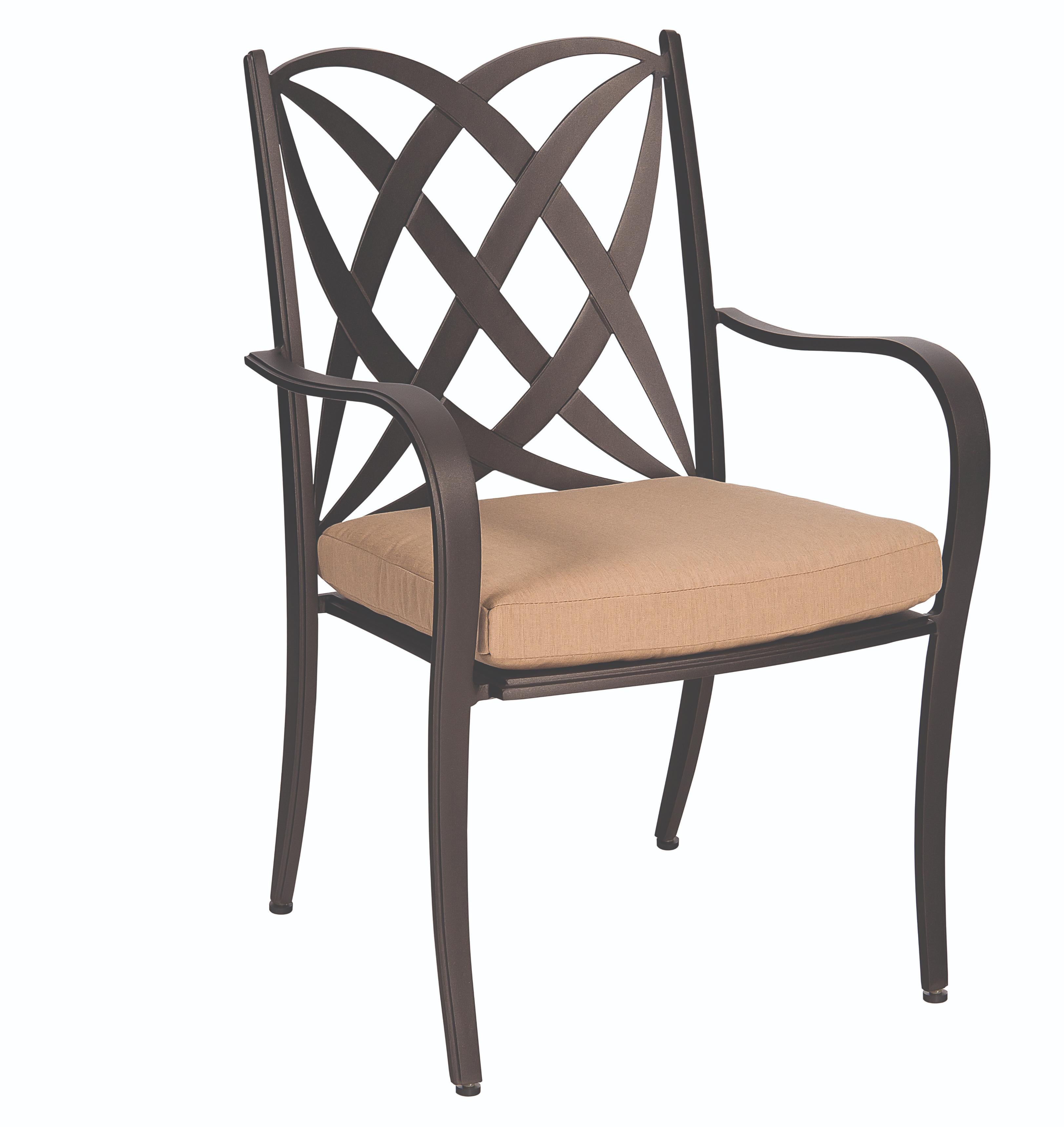 Woodard Apollo Dining Arm Chair With Cushion Option, Aged Teak, With Cushion, Grade A Fabric, Garden Chairs, Dining Chairs, Cushion, Apollo, Aluminum, Fabric, Curved, 4 Legs, Outdoor