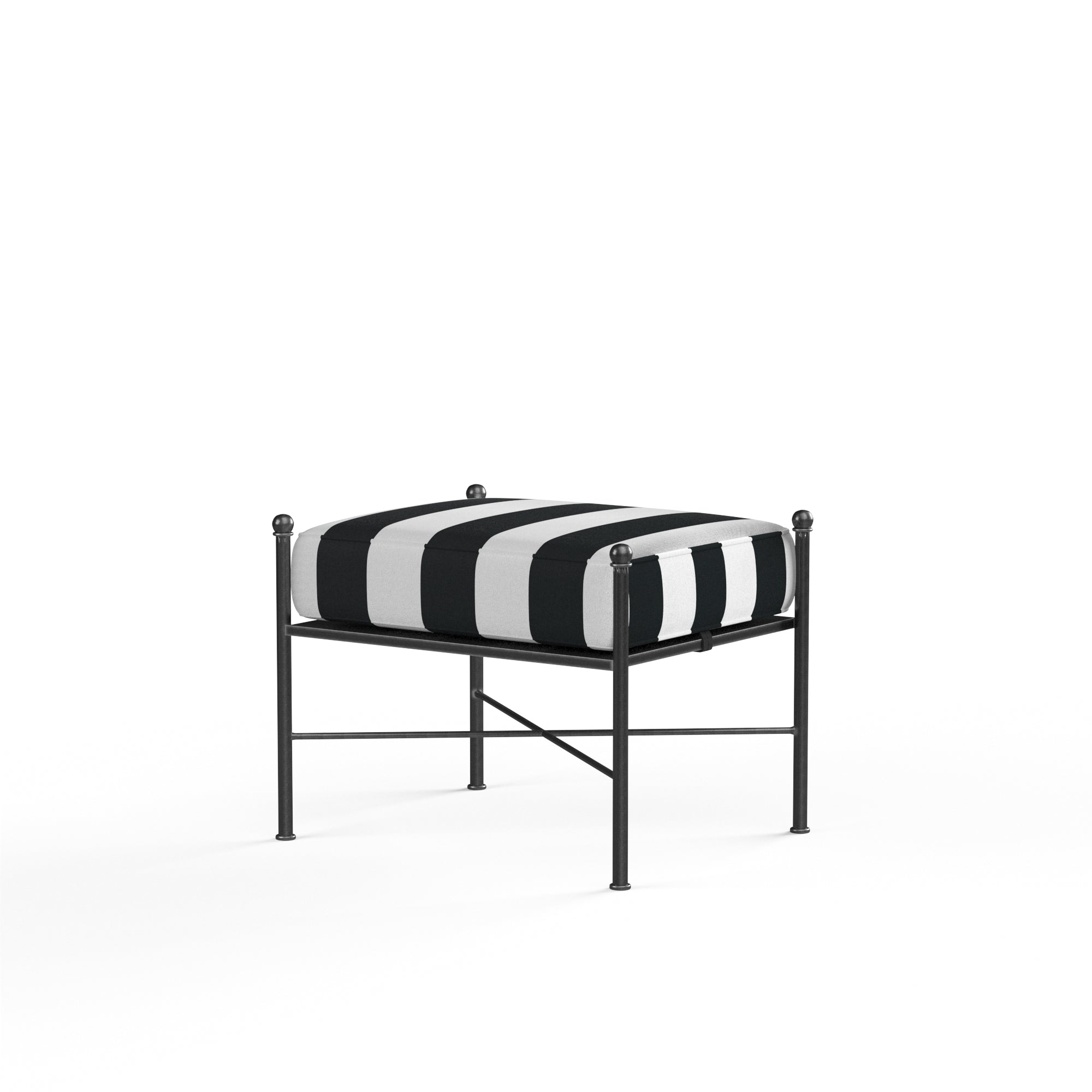 Sunset West Provence Wrought Iron Ottoman with Cushion