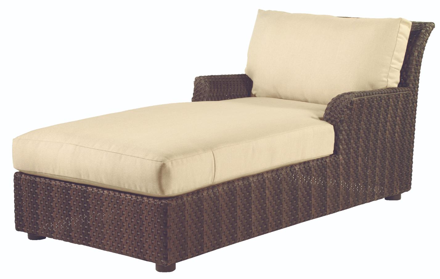 Woodard Aruba Wicker Chaise Lounge, Aged Teak, With Cushion, Grade A Fabric, Garden Chairs, Chaises, Cushion, Aruba, Fabric, Wicker, Rectangular, 4 Legs, Outdoor