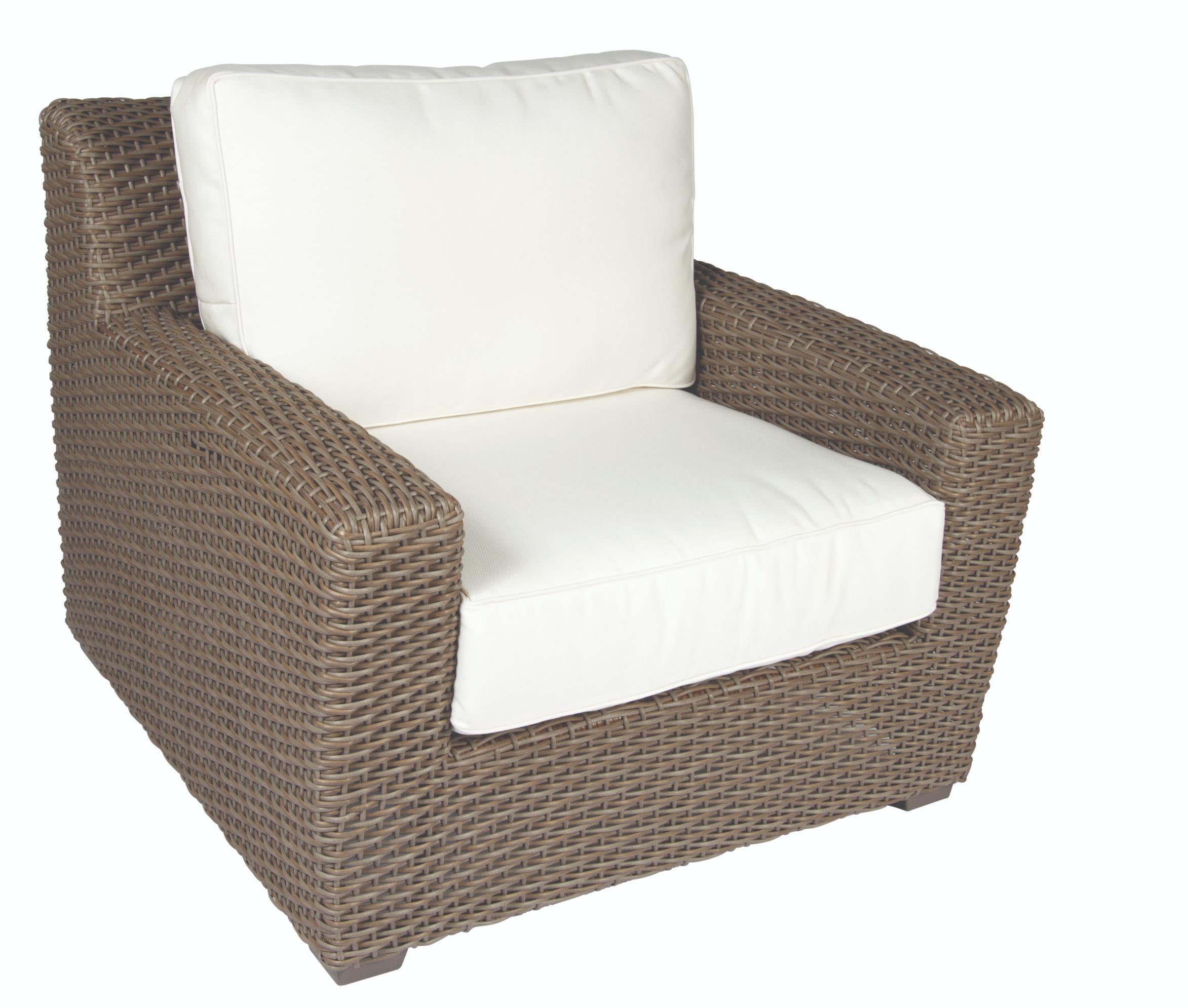 Woodard Augusta Stationary Lounge Chair, With Cushion, Grade A Fabric, Beach Bum Creamsicle (Grade A), Garden Chairs, Lounge Chairs, Wicker, Augusta, Fabric, Teak, Wicker, Square, 4 Legs, Outdoor