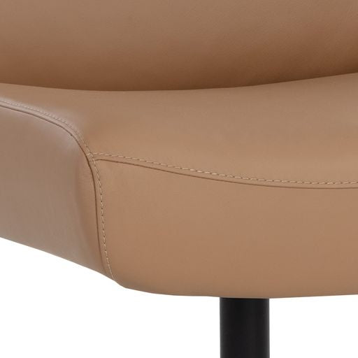 Sunpan Karson Swivel Lounge Chair in Alpine Grey / Linea Wood Leather