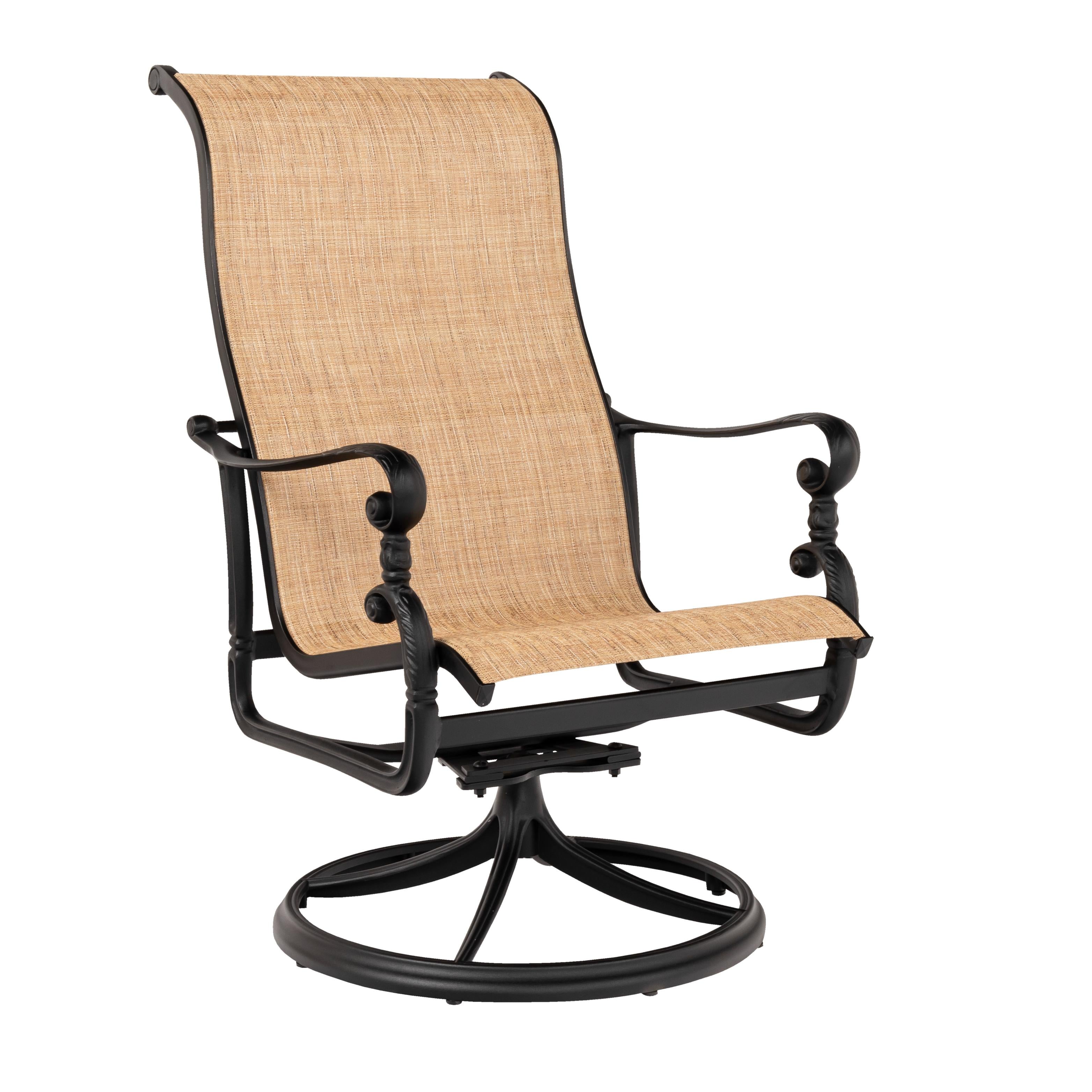 Woodard Avondale Sling Swivel Dining Arm Chair, Aged Teak, Grade A Fabric, Garden Chairs, Dining Chairs, Sling, Avondale, Aluminum, Rectangular, Frame, Outdoor