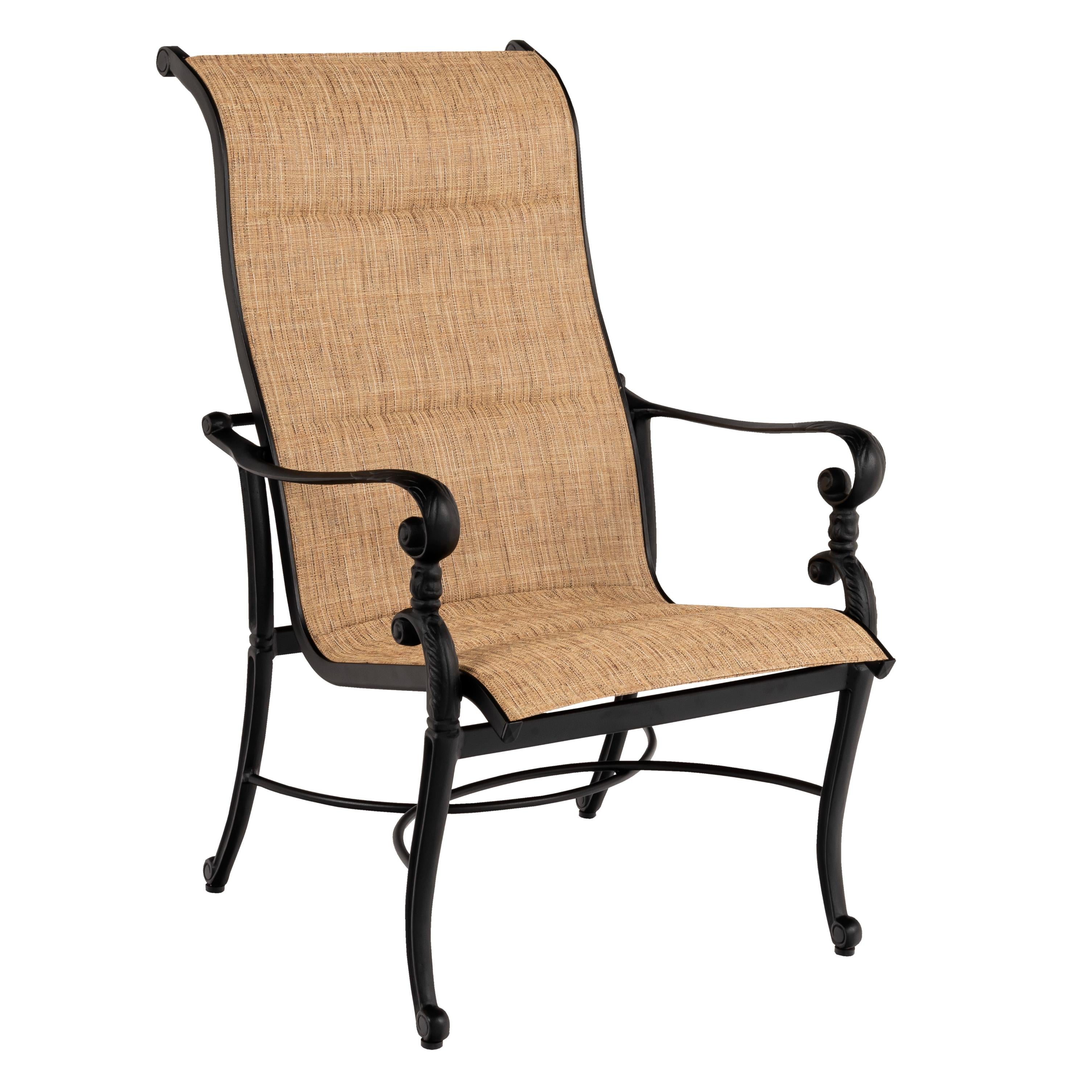 Woodard Avondale Padded Sling Dining Arm Chair, Aged Teak, Grade A Fabric, Garden Chairs, Dining Chairs, Sling, Avondale, Aluminum, Square, Frame, Outdoor