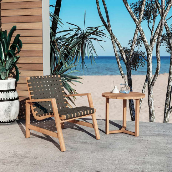 Curated Maison Axelle Teak Outdoor Woven Chat Armchair