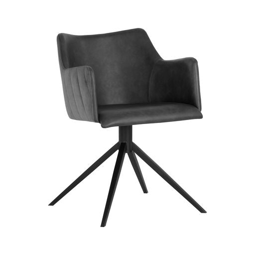Sunpan Griffin Swivel Dining Armchair in November Grey - Bravo Cognac / Town Grey - Roman Grey