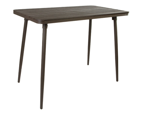 BFM Seating Bayview 4-Leg Bar Height Table With Walnut Synthetic Wood Top And Bronze Powder Coat Aluminum