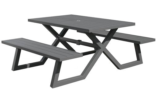 Vivere Banquet Deluxe 5ft Aluminum Picnic Table - Charcoal
