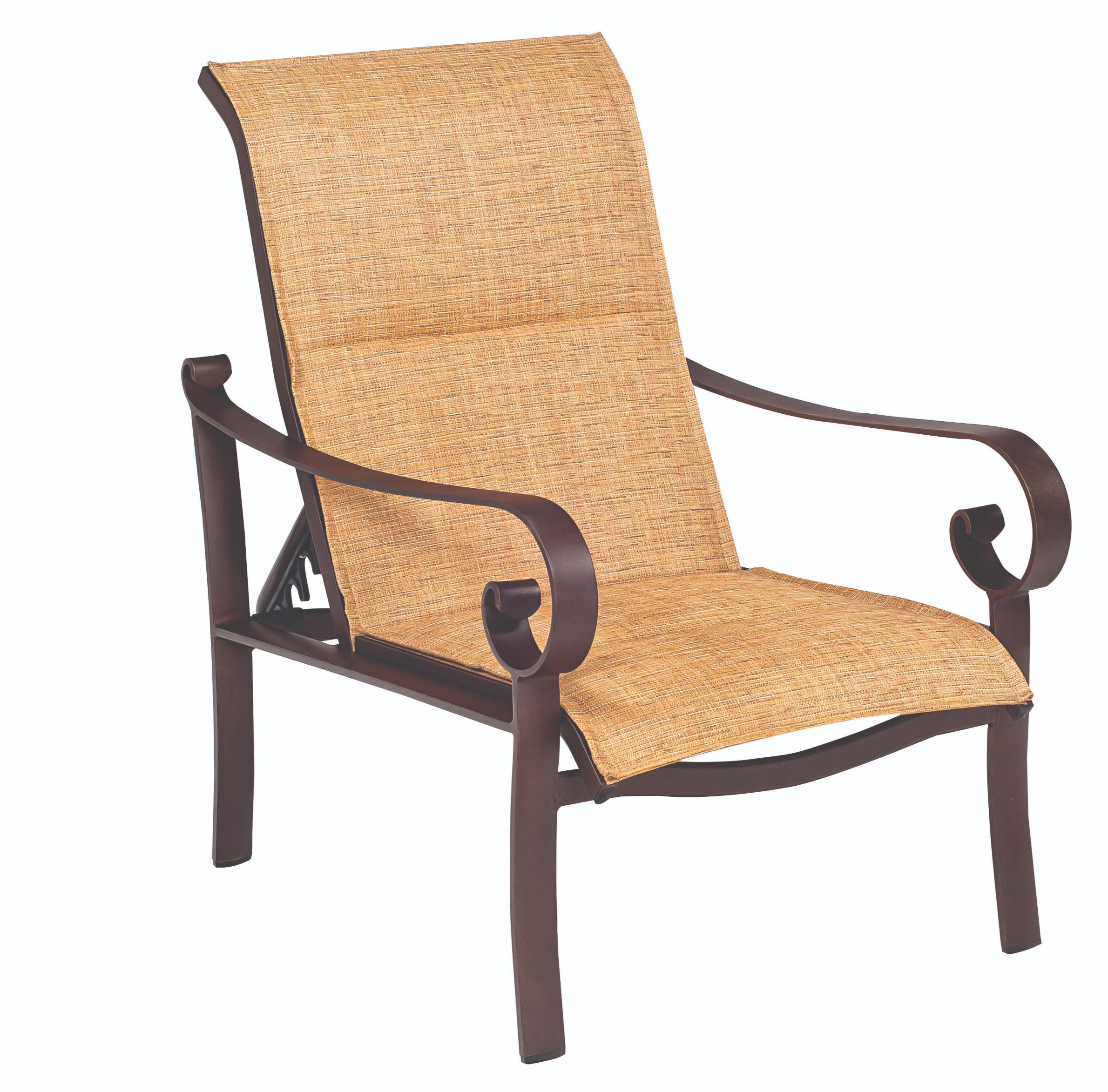Woodard Belden Padded Sling Adjustable Lounge Chair, Aged Teak, Grade A Fabric, Garden Chairs, Lounge Chairs, Cushion, Belden, Aluminum, Curved, 4 Legs, Outdoor
