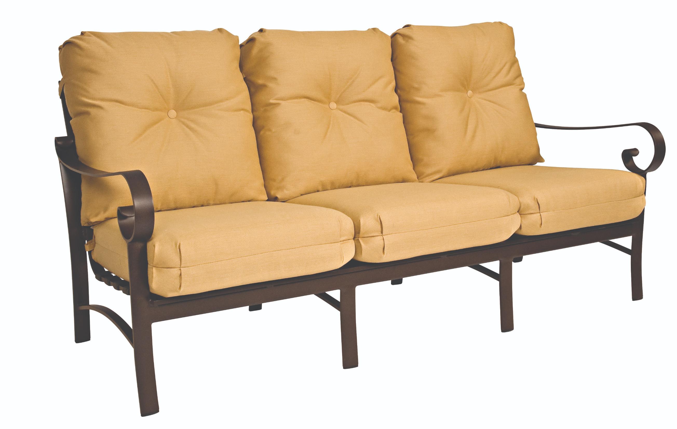 Woodard Belden Cushion Sofa, Aged Teak, With Cushion, Grade A Fabric, Garden Chairs, Sofa, Cushion, Belden, Aluminum, Rectangular, 5+ Legs, Outdoor