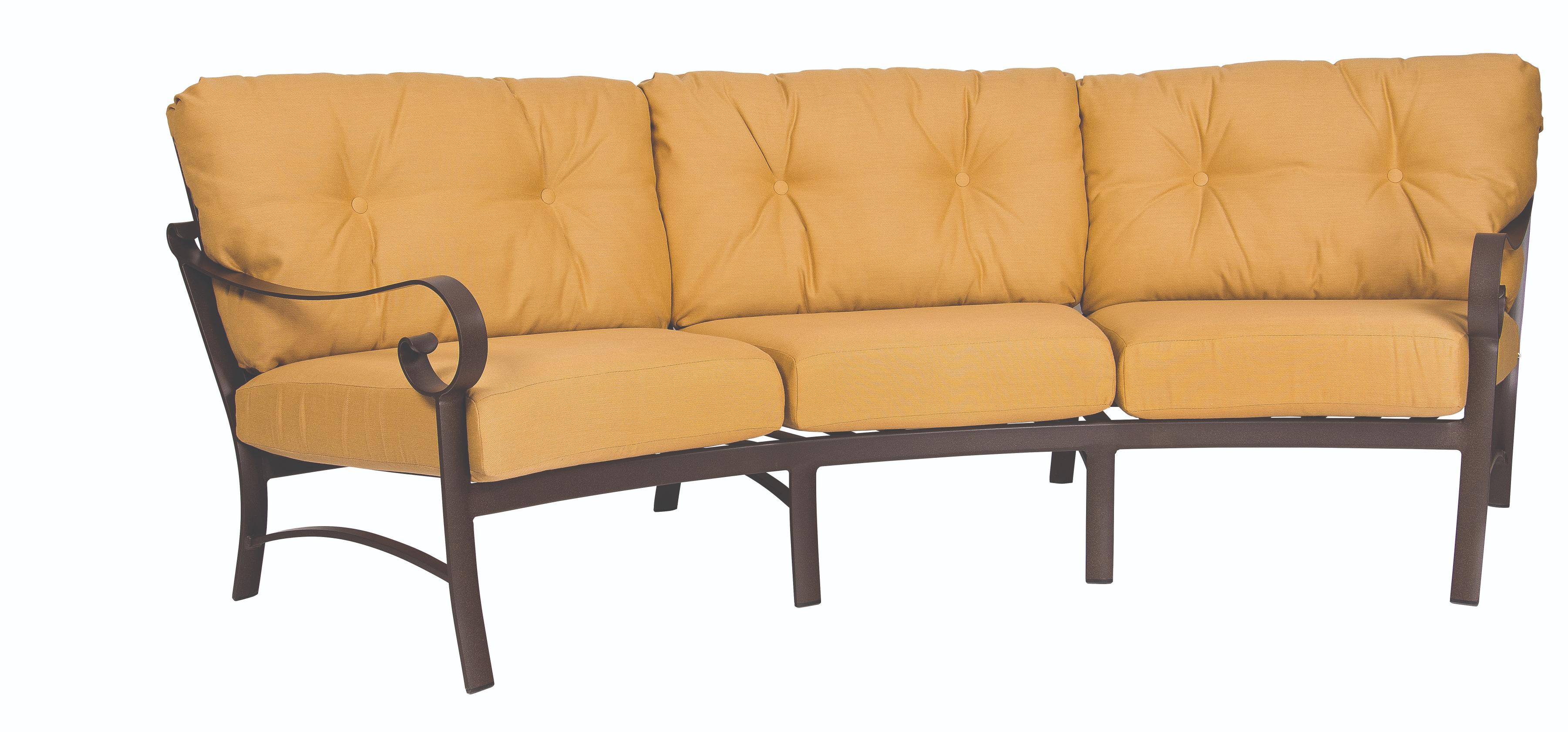 Woodard Belden Crescent Sofa, Aged Teak, With Cushion, Grade A Fabric, Garden Chairs, Sofa, Cushion, Belden, Aluminum, Curved, 5+ Legs, Outdoor
