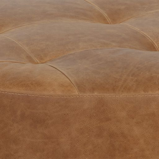 Sunpan Nilda Ottoman Camel / Vintage Charcoal Leather
