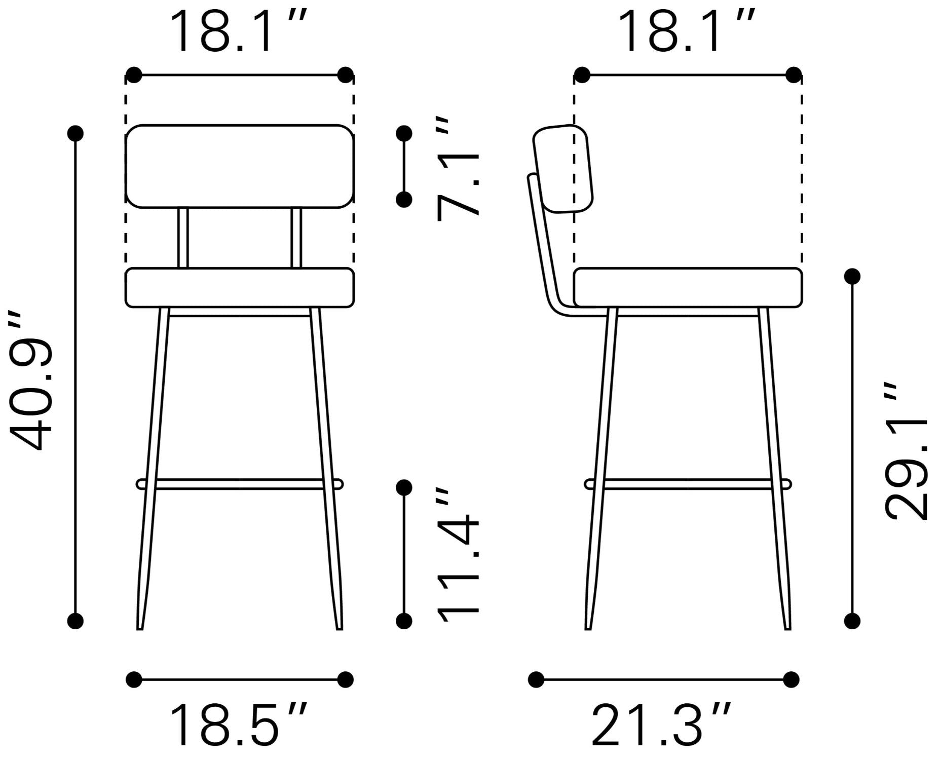 Zuo Modern Blanca Barstool in Ivory