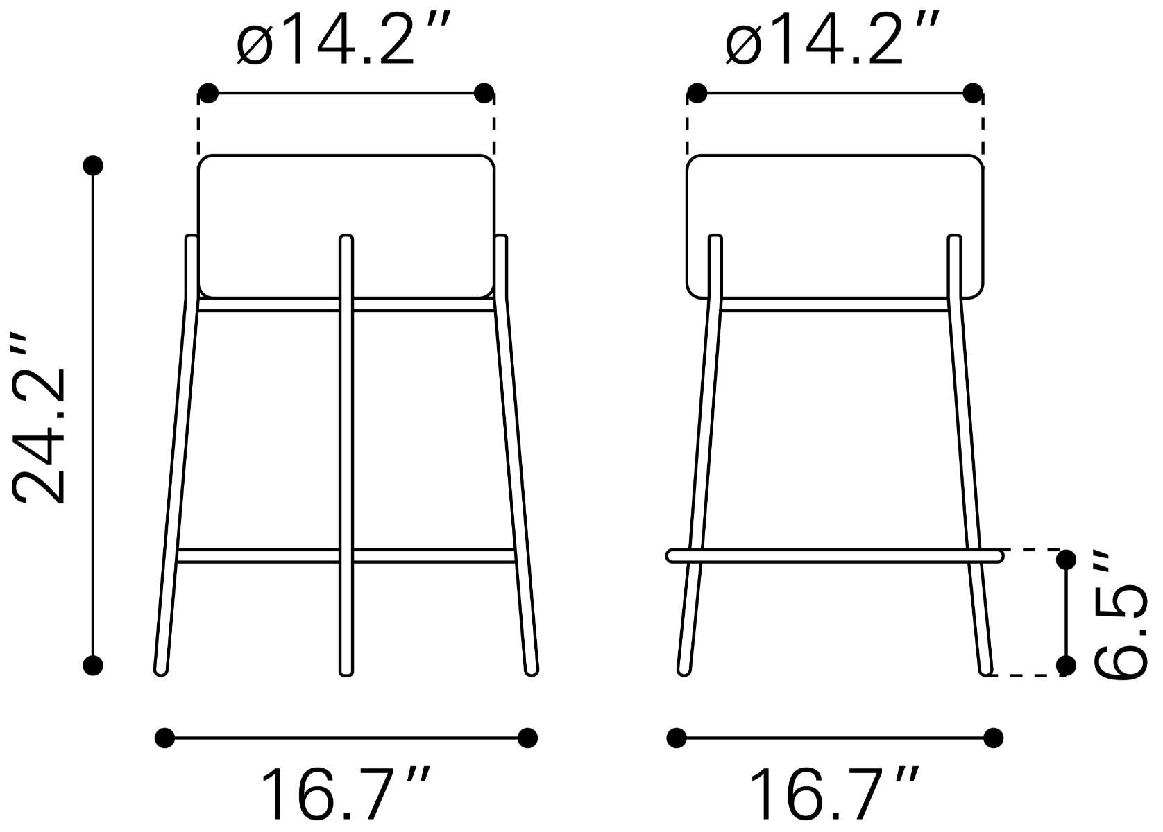 Zuo Modern Blanche Counter Stool in Ivory