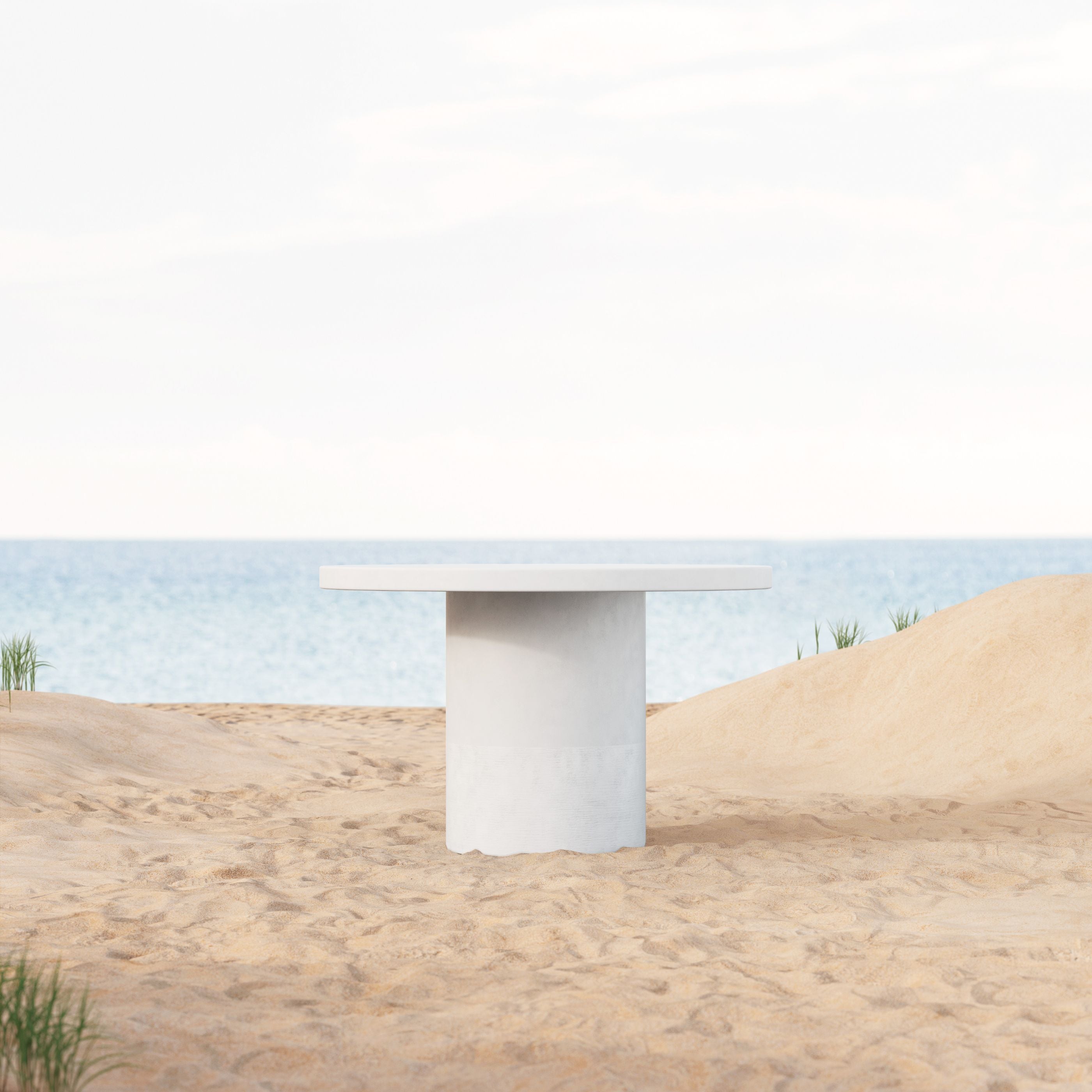 Azzurro Living Big Sur 48" Round Dining Table With White Rock Concrete Frame