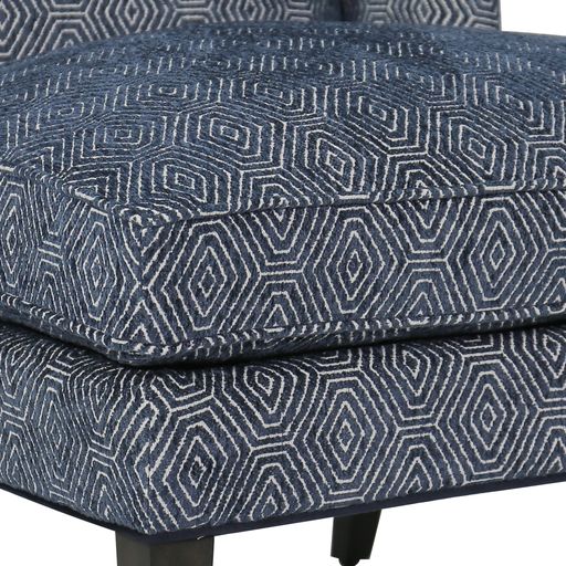 Sunpan Kenzo Lounge Chair in Chevron Grey - Antonio Charcoal / Fuego Navy - Abbington Navy