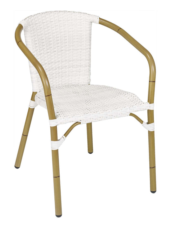 Florida Seating Hand Painted Aluminum Arm Chair with PE Weave And Binding Back And Seat - CAFE A