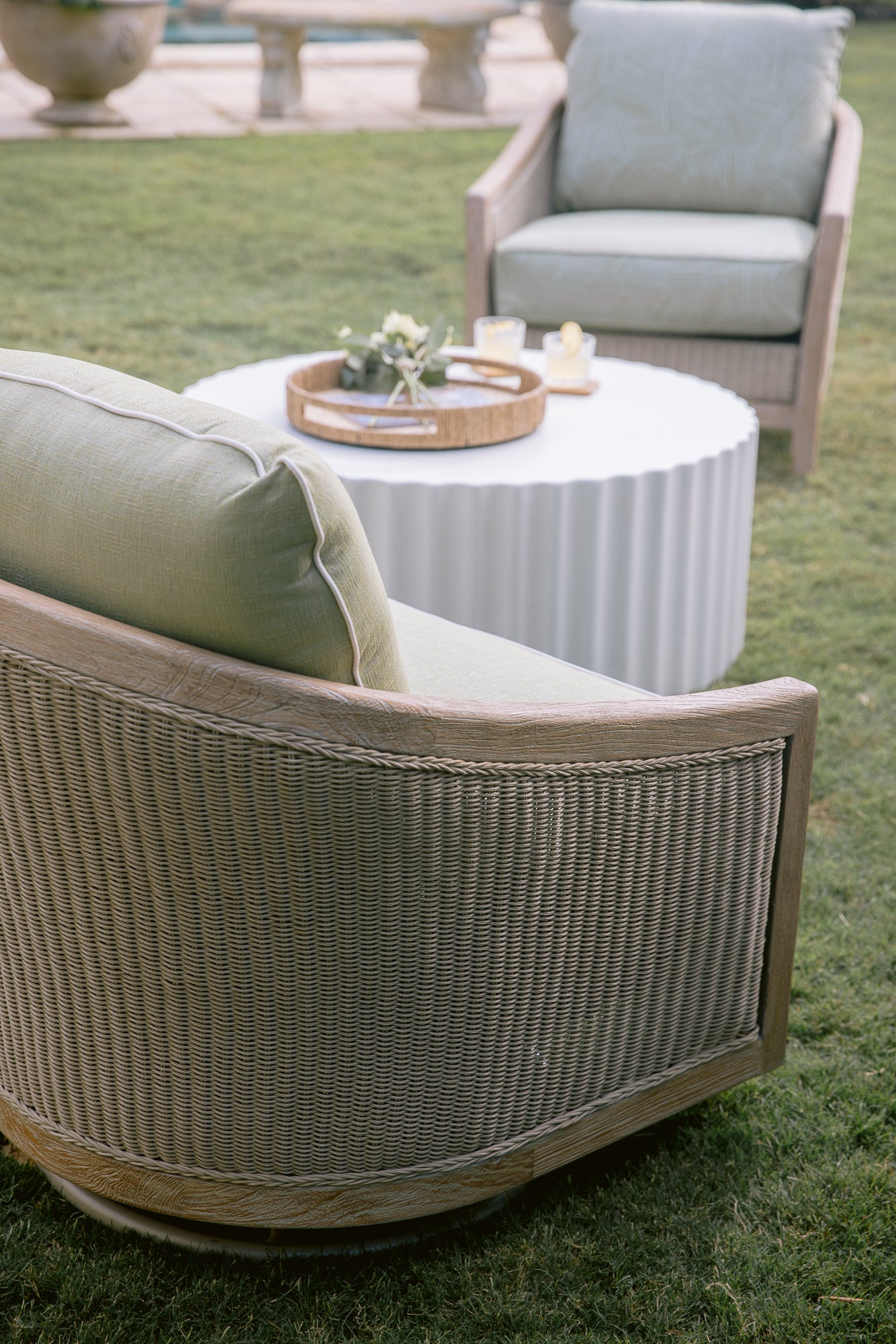 Sunset West Cambria Club Chair in Canvas Canvas with Self Welt