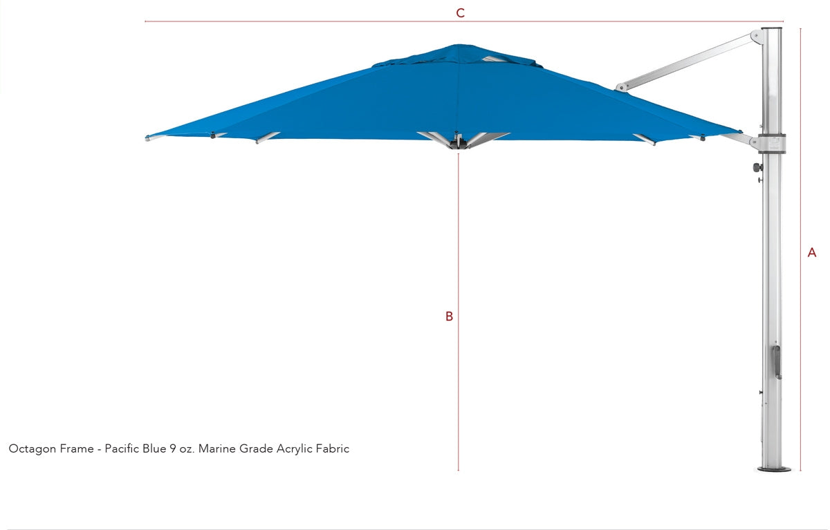 BFM Seating 13' Octagonal Cantilever Umbrella - 9 oz Marine Grade Acrylic
