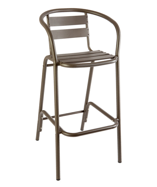 BFM Seating Capri Arm Barstool - Powder Coated Aluminum - Bronze/Soft Gray - PH0063BZ