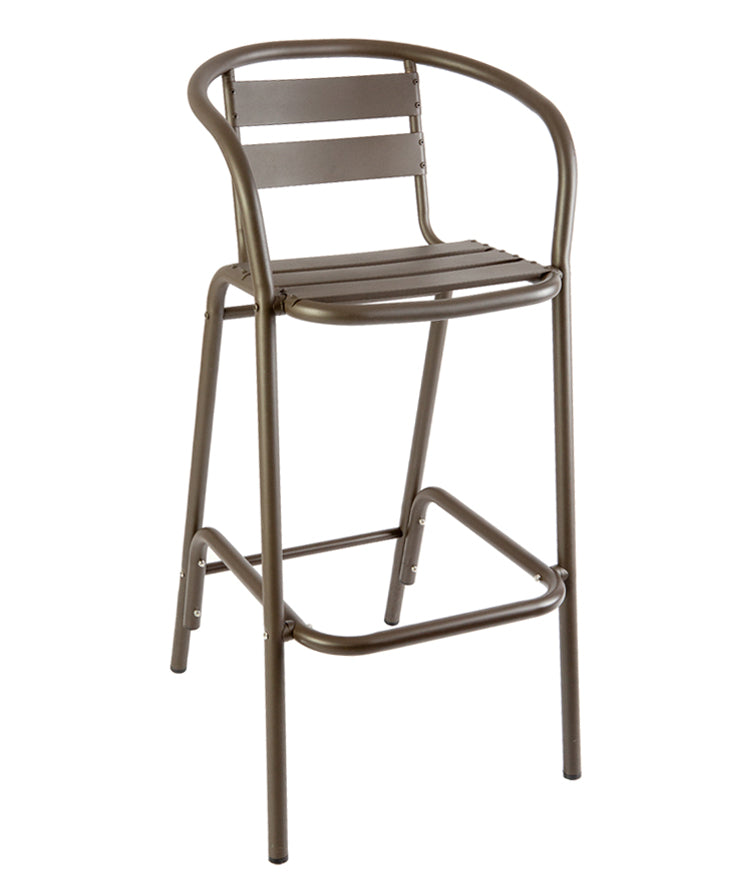 BFM Seating Capri Arm Barstool - Powder Coated Aluminum - Bronze/Soft Gray - PH0063BZ