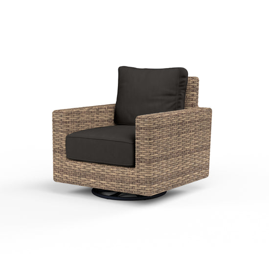Sunset West Havana Swivel Club Rocker With Cushions In Canvas Flax