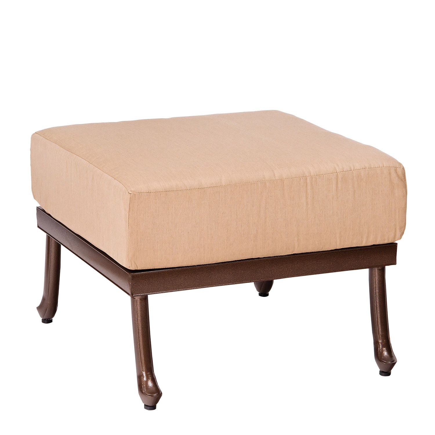Woodard Casa Ottoman, Aged Teak, No Cushion, Grade A Fabric, Ottoman, Aluminum, Square, 4 Legs, Outdoor