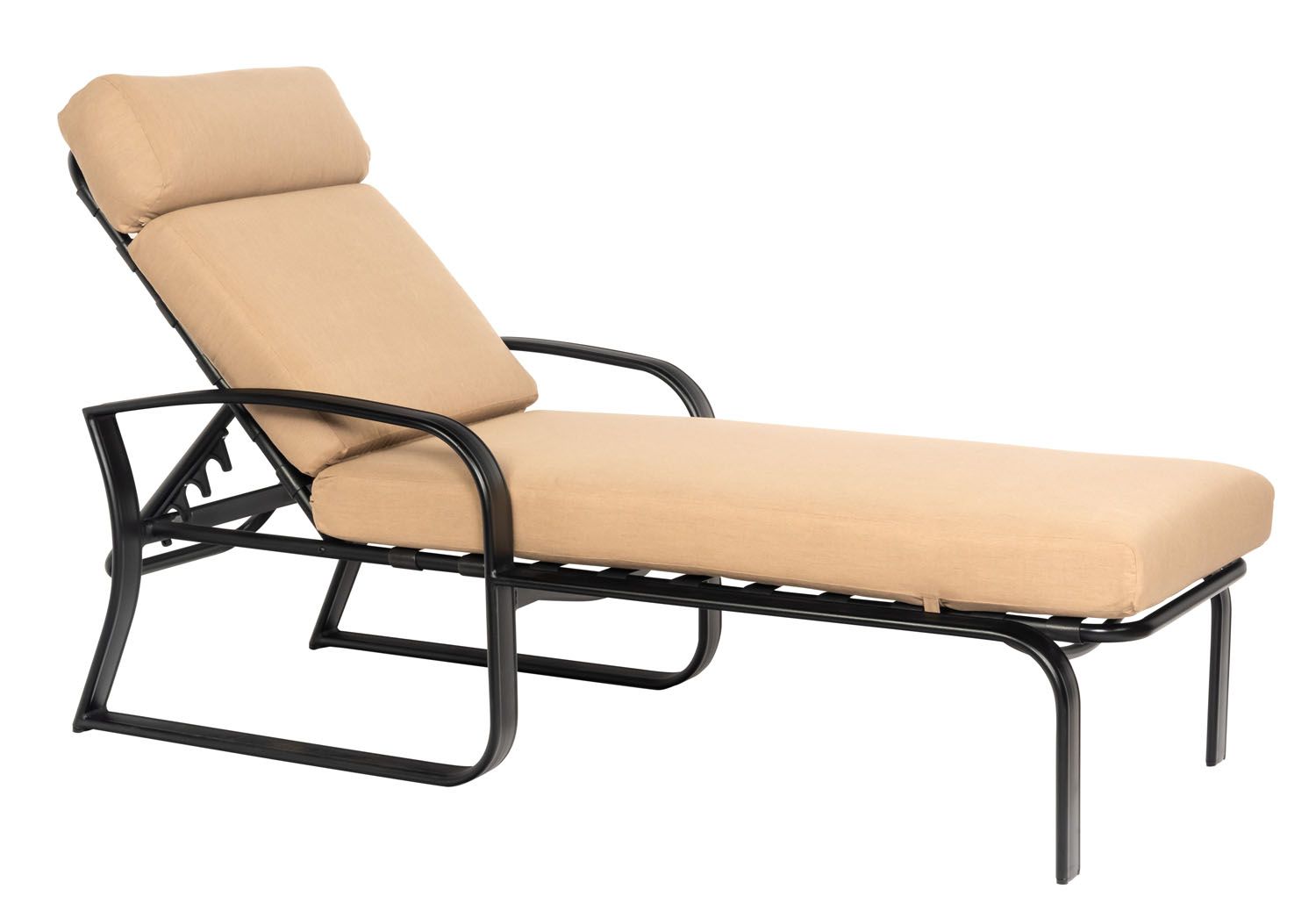Woodard Cayman Isle Cushion Adjustable Chaise Lounge, Aged Teak, Beach Bum Creamsicle (Grade A), Grade A Fabric, Garden Chairs, Chaises, Cushion, Cayman Isle , Aluminum, Fabric, Curved, Frame, Outdoor