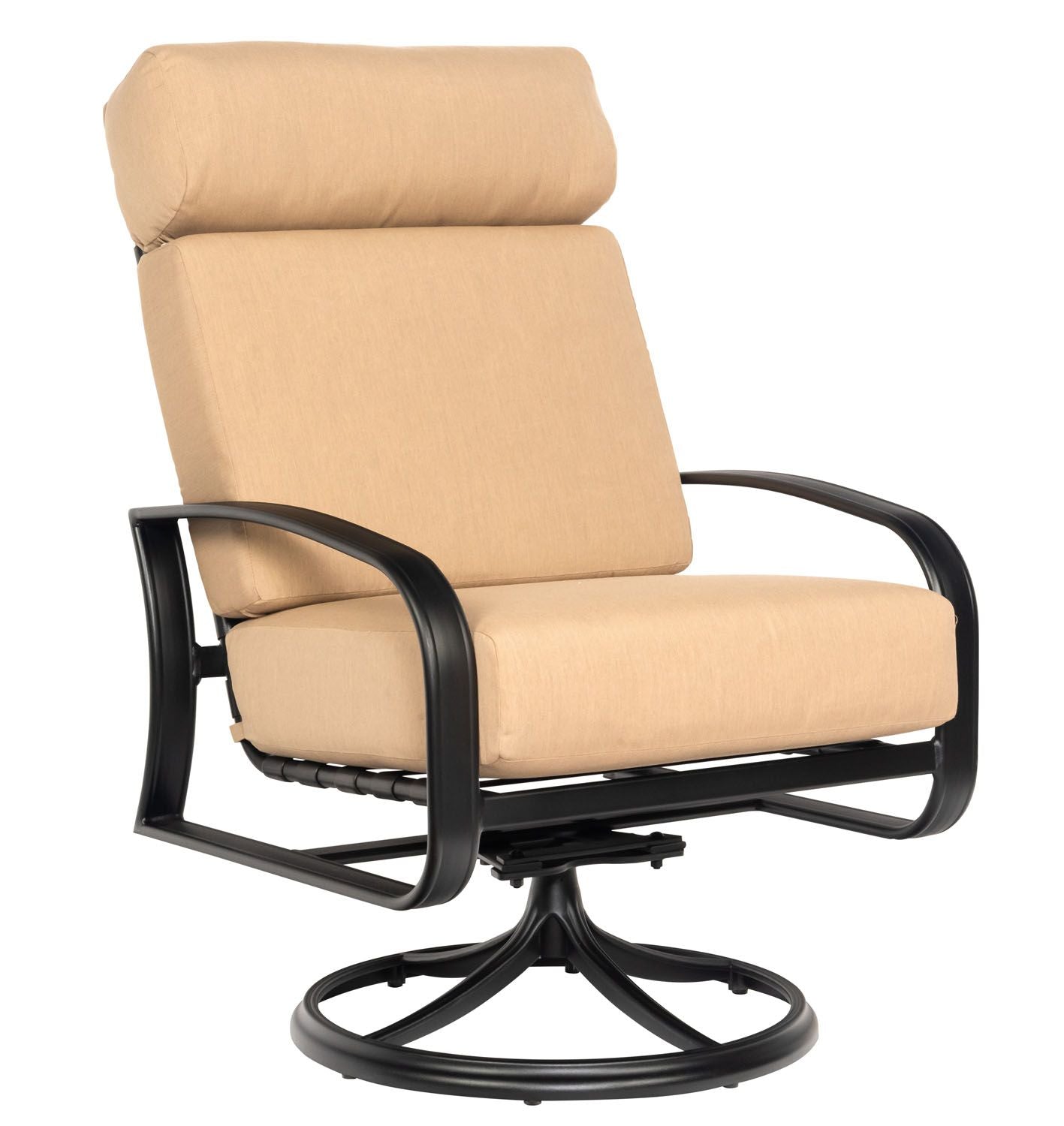 Woodard Cayman Isle Cushion Swivel Rocking Lounge Chair, Aged Teak, Beach Bum Creamsicle (Grade A), Grade A Fabric, Garden Chairs, Lounge Chairs, Cushion, Cayman Isle , Aluminum, Fabric, Curved, 4 Legs, Outdoor