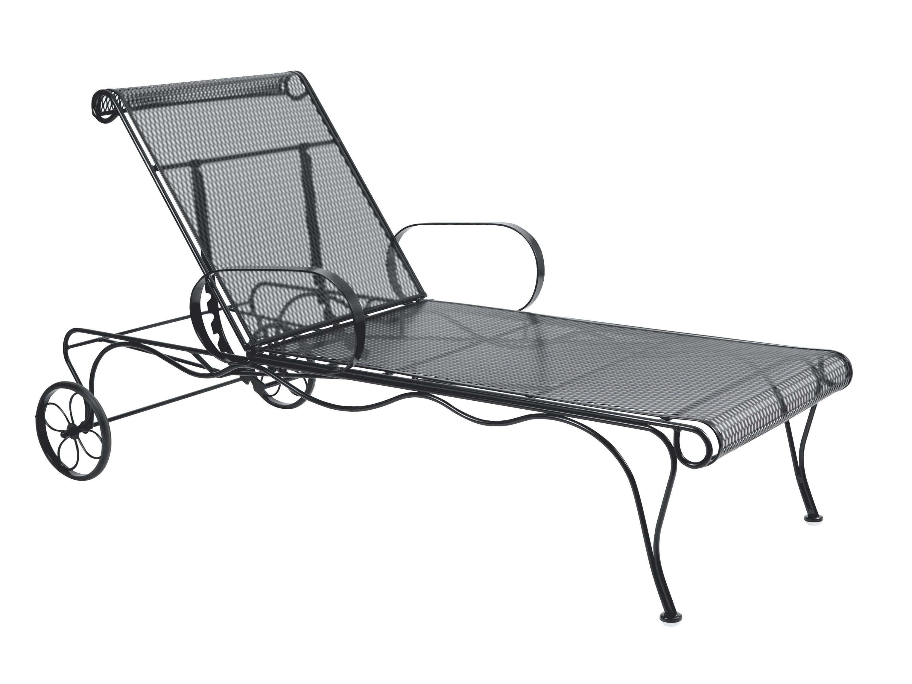 Woodard Tucson Adjustable Chaise Lounge, Aged Teak, No Cushion, Grade A Fabric, Chaise Lounge, Iron, Curved, 4 Legs, Outdoor