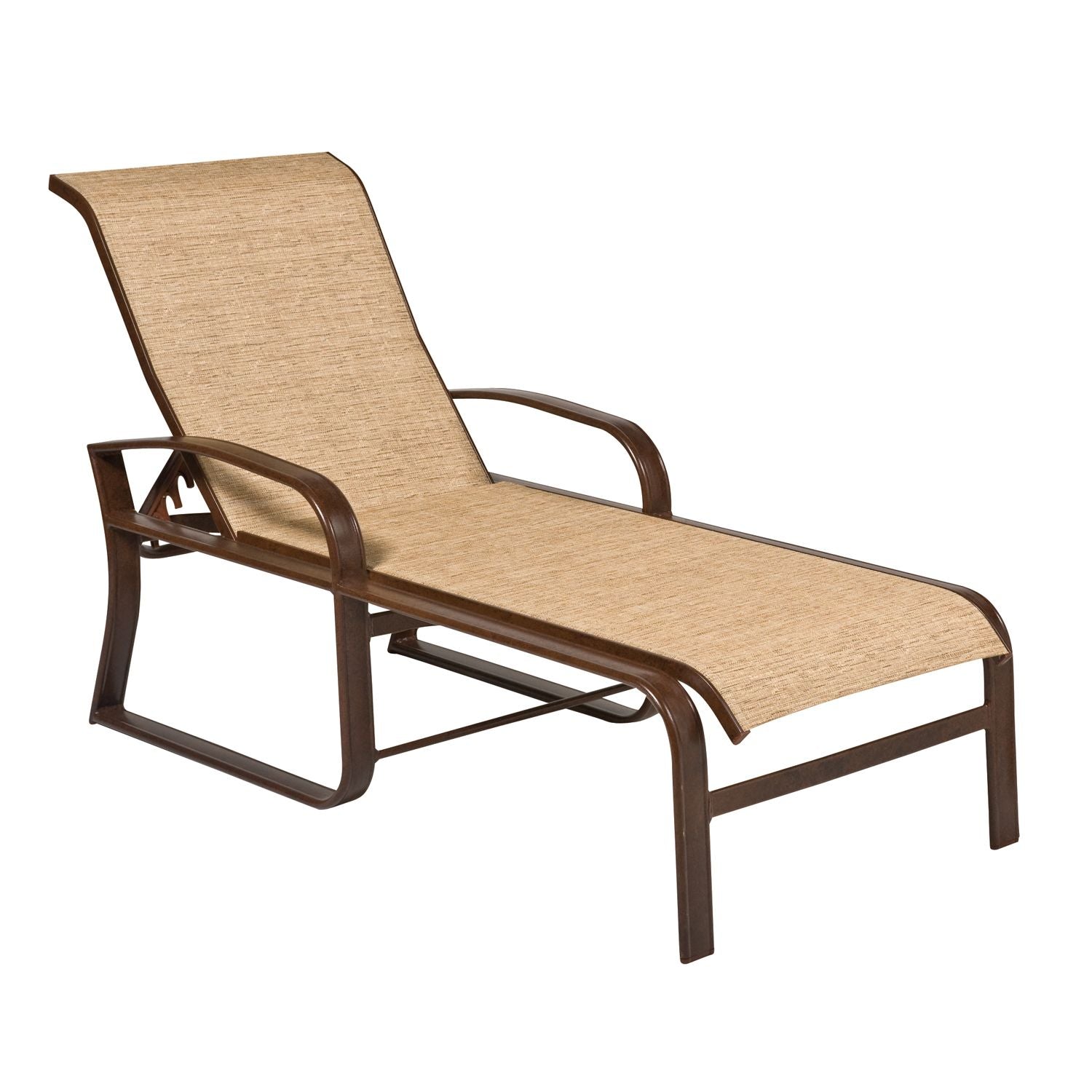Woodard Cayman Isle Sling Adjustable Chaise Lounge, Aged Teak, Augustine Alloy (Grade A), Grade A Fabric, Garden Chairs, Lounge Chairs, Sling, Cayman Isle , Aluminum, Curved, Frame, Outdoor